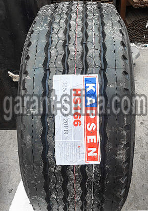 Kapsen HS166 (прицепная) 385/65 R22.5 160K 20PR - Фото протектора шины с этикеткой